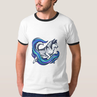 Spirit Husky Electric Blue Aura Grafik T-Shirt