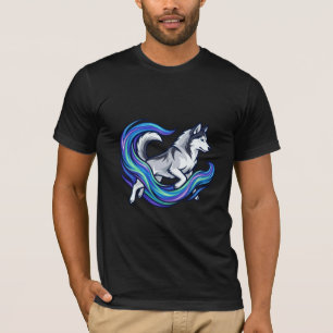 Spirit Husky Electric Blue Aura Grafik T-Shirt