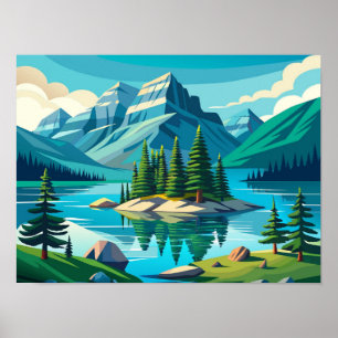 Spirit Island Maligne Seenlandschaft Poster