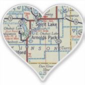 Spirit Lake IA Vintage Karte Aufkleber (Vorderseite)