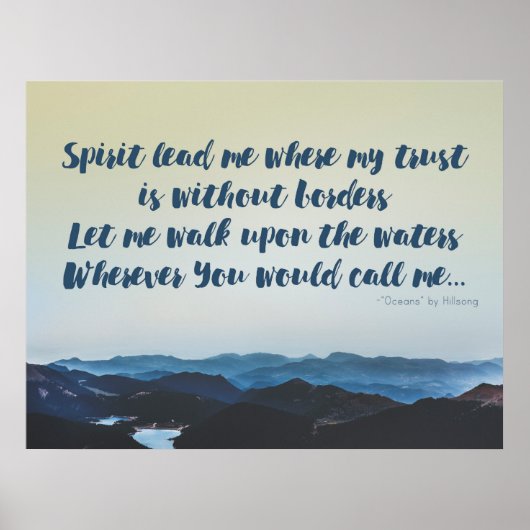 "Spirit Lead Me" Hillsong "Oceans" Lyric Poster (Vorne)