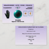 Spirit Medium, Green Crystal Ball, Palmistry, Taro Visitenkarte (Vorne/Hinten)