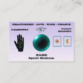 Spirit Medium, Green Crystal Ball, Palmistry, Taro Visitenkarte