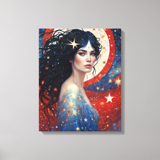 Spirit of Patriotisms Woman Red White Blue July Leinwanddruck
