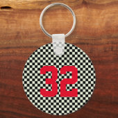 Spirit of Sports Fan Player NUMMER Checkerboard Te Schlüsselanhänger (Vorderseite)