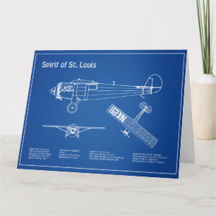 Spirit of St. Louis - Airplane Blueprint Plans AD Dankeskarte