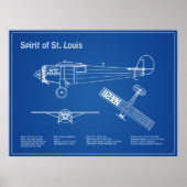 Spirit of St. Louis - Airplane Blueprint Plans AD Poster (Vorne)