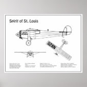 Spirit of St. Louis - Airplane Blueprint Plans PD Poster (Vorne)