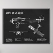 Spirit of St. Louis - Airplane Blueprint Plans PD Poster (Vorne)