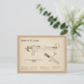 Spirit of St. Louis - Airplane Blueprint Plans SD Postkarte (Stehend Vorderseite)