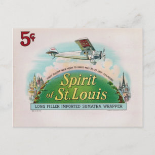 Spirit of St. Louis Vintage-Zigarrenetikett Retro Postkarte