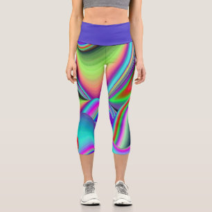 Spirit of Summer Breeze , Abstrakt 3D Rainbowart Capri Leggings