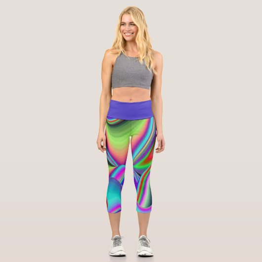 Spirit of Summer Breeze , Abstrakt 3D Rainbowart Capri Leggings (Vorderseite)