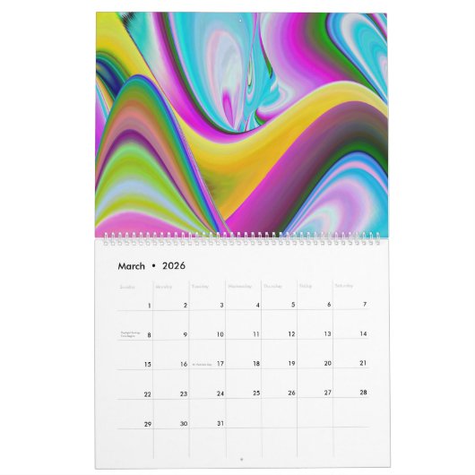 Spirit of Summer Breeze Abstrakt 3D Rainbowart Kalender (Mär 2026)