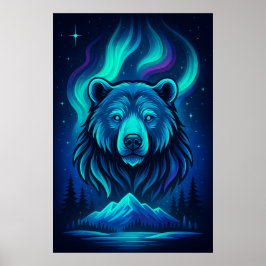 Spirit of the Northern Bear | Aurora Wildlife Art Poster