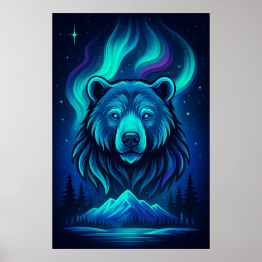 Spirit of the Northern Bear | Aurora Wildlife Art Poster (Vorne)
