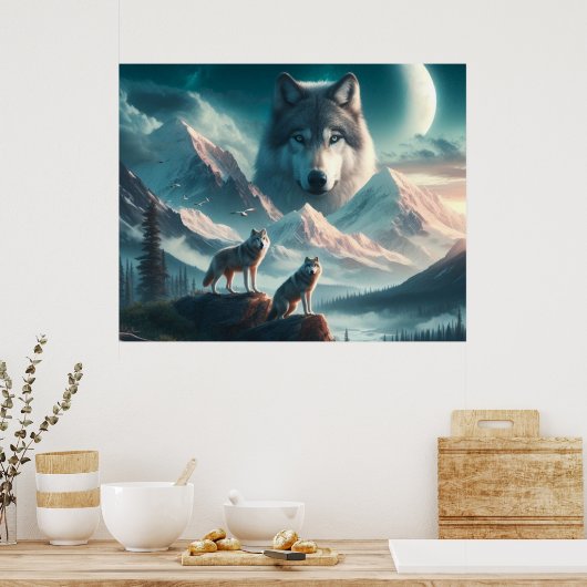 Spirit of the Wolves AI Art Poster (Küche)