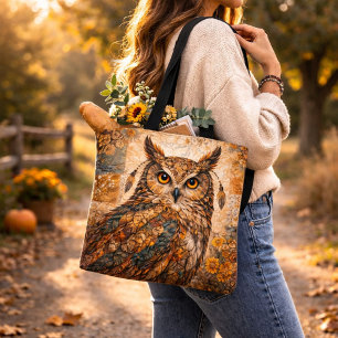 Spirit Owl Boho Patchwork Rustikale Volkskunst Tragetaschen Mit Langen Trägern