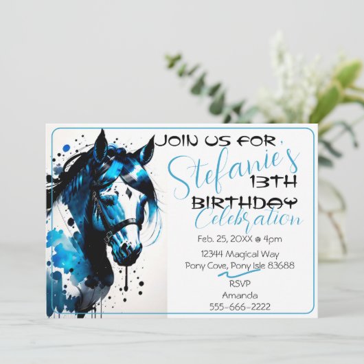 Spirit Pony 13 Einladung zum Geburtstag (Stehend Vorderseite)