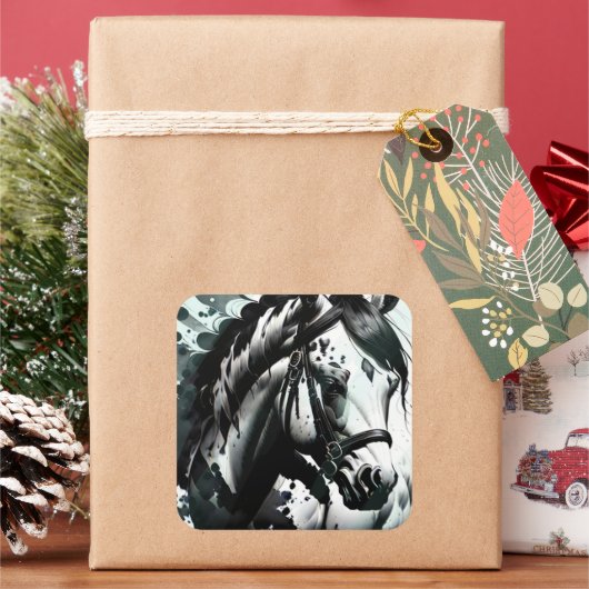 Spirit Pony 1 Quadratischer Aufkleber (Feiertag)