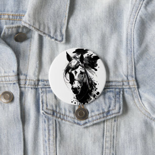 Spirit Pony 3 Black & White Button