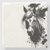 Spirit Pony 3 Black & White Steinuntersetzer (Vorderseite)