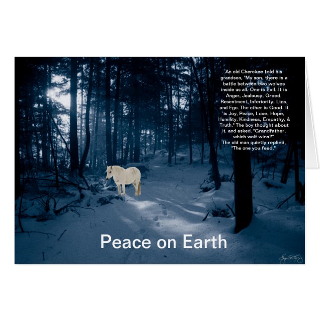 Spirit Pony in einer Blue Wood Peace Card (Vorderseite (Horizontal))