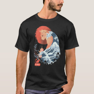 Spirit Tier Katze Landschaft Ukiyo E Traditionell T-Shirt