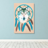 Spirit Wolf Dream Catcher Custom Wrapped Canvas Leinwanddruck (Insitu (Holzboden))