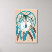 Spirit Wolf Dream Catcher Custom Wrapped Canvas Leinwanddruck (Vorderseite)