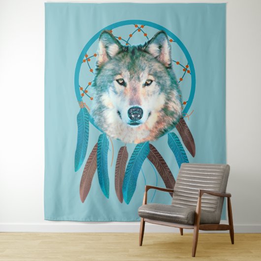 Spirit Wolf Dream Catcher Wandteppich (Beispiel)