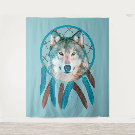 Spirit Wolf Dream Catcher Wandteppich