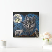 Spirit Wolf Quadratische Wanduhr (Zuhause)