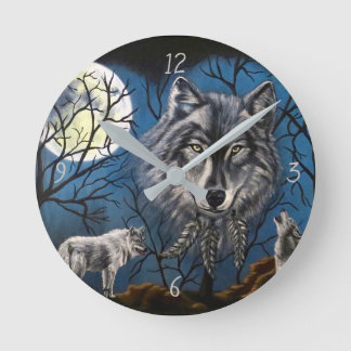 Spirit Wolf Runde Wanduhr