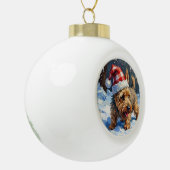 Spirited Cairn Terrier Dog Digging for Christmas T Keramik Kugel-Ornament (Links)
