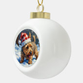 Spirited Cairn Terrier Dog Digging for Christmas T Keramik Kugel-Ornament (Rechts)