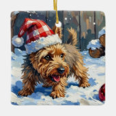 Spirited Cairn Terrier Dog Digging for Christmas T Keramikornament (Vorderseite)
