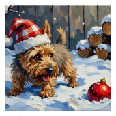 Spirited Cairn Terrier Dog Digging for Christmas T Poster (Vorderseite)