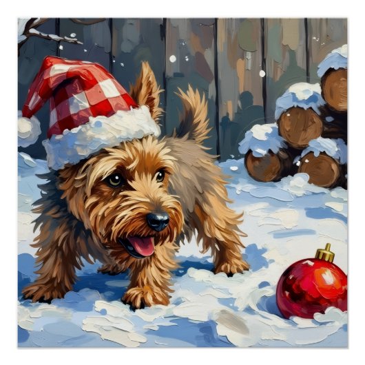 Spirited Cairn Terrier Dog Digging for Christmas T Poster (Vorderseite)