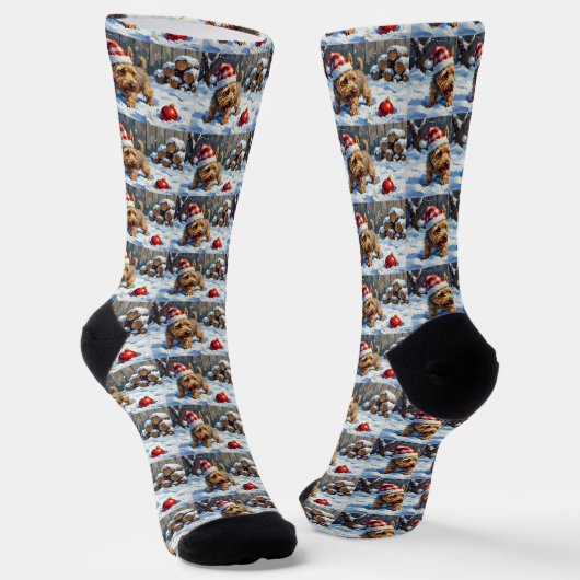 Spirited Cairn Terrier Dog Digging for Christmas T Socken (Gewinkelt)