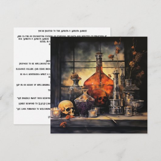👻 🥂 Spirits & Spirits Soiree! 🥂 👻 Halloween Einladung (Vorne/Hinten)