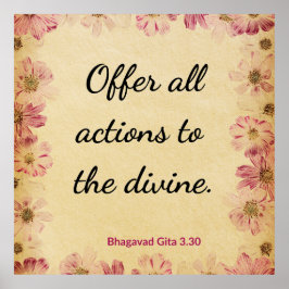 Spiritual Beige Pink Gita Offer Actions Floral  Poster