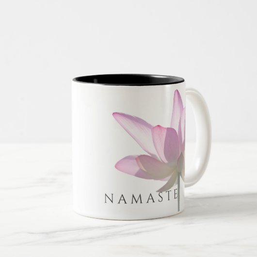 ©Spiritual Light Namaste Pink Lotus Custom Zweifarbige Tasse (VorderseiteRechts)