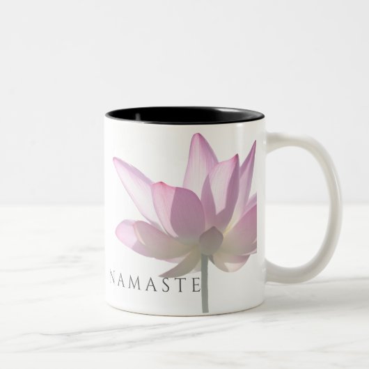 ©Spiritual Light Namaste Pink Lotus Custom Zweifarbige Tasse (Rechts)