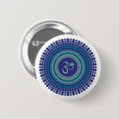 Spiritual Mandala Om Purple Aqua Blue Kaleidoscope Button (Vorne & Hinten)
