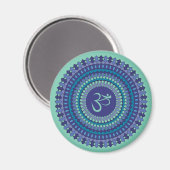 Spiritual Mandala Om Purple Aqua Blue Kaleidoscope Magnet (Vorderseite/Rückseite)