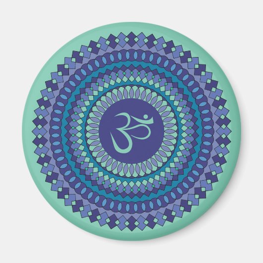 Spiritual Mandala Om Purple Aqua Blue Kaleidoscope Magnet (Vorne)