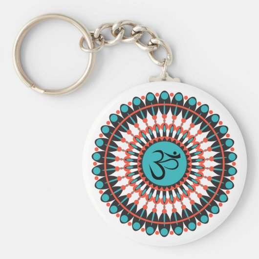 Spiritual Mandala Om Symbol Turquoise Geometric Schlüsselanhänger (Vorne)
