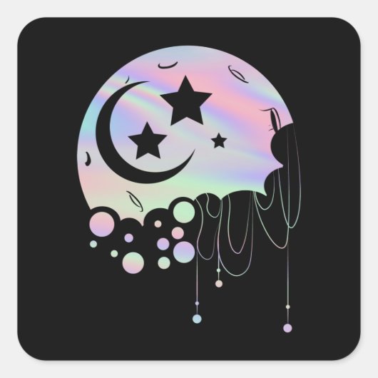 Spiritual Pastel Goth Kawaii Moon Quadratischer Aufkleber (Vorderseite)