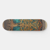 Spiritual Tree of Life Whimsical Ocean Blue Funky Skateboard (Horizontal)
